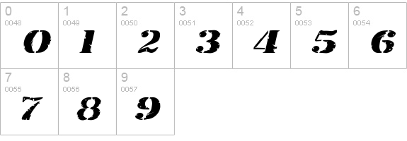 RubberStampExtended Italic numbers 0-9 preview
