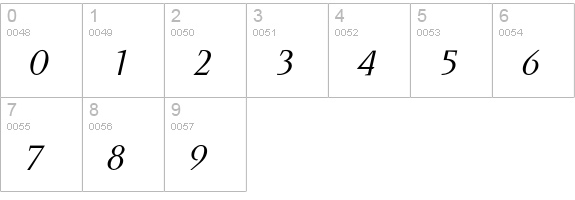 Runa Serif Std Light Italic numbers 0-9 preview