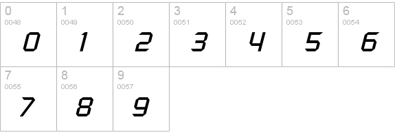 Russell Square Oblique numbers 0-9 preview