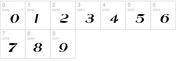 Saccule Oblique numbers 0-9 preview