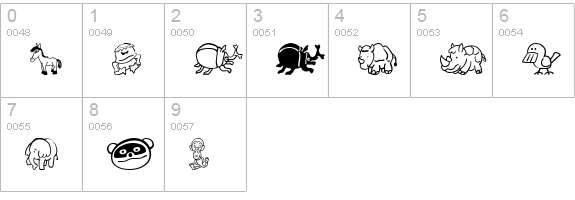 SakabeAnimal02 numbers 0-9 preview