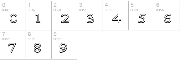 Santiago BTN Shadow numbers 0-9 preview