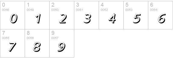 SaxonyShadow-Italic numbers 0-9 preview