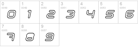 Sci Fied Outline Italic numbers 0-9 preview