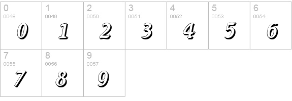 SeagullShadow-Italic numbers 0-9 preview