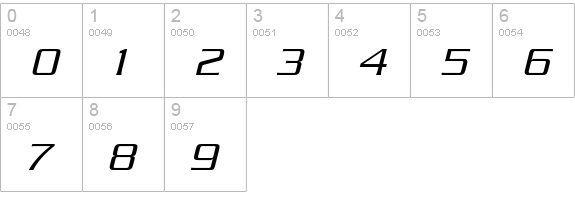 Serpentine Light Oblique numbers 0-9 preview