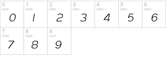 SF Arborcrest Light Oblique numbers 0-9 preview