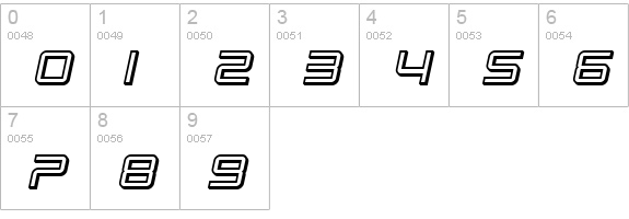 SF Chromium 24 SC Bold Oblique numbers 0-9 preview
