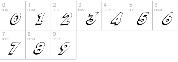 SF Fedora Shadow numbers 0-9 preview