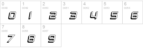SF Fedora Titles Shadow Italic numbers 0-9 preview