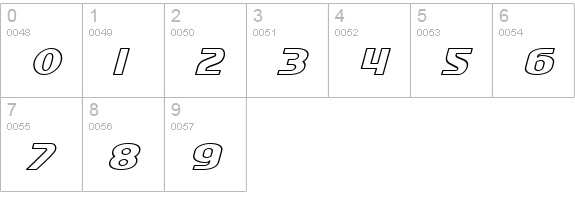 SF Intellivised Outline Italic numbers 0-9 preview