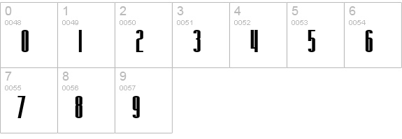 SF Iron Gothic Bold numbers 0-9 preview