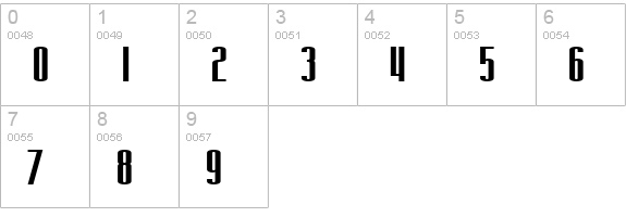 SF Iron Gothic Extended numbers 0-9 preview