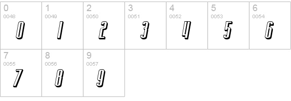 SF Iron Gothic Shaded Oblique numbers 0-9 preview