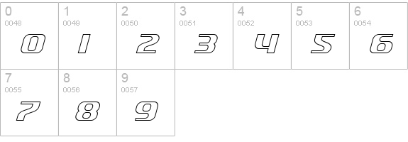SF Quartzite Outline Italic numbers 0-9 preview