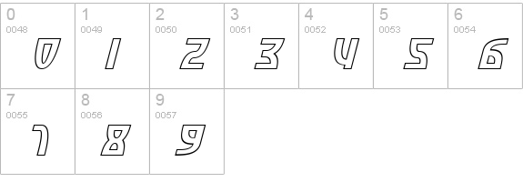 SF Retroesque Outline Italic numbers 0-9 preview