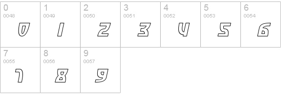 SF Retroesque Outline Oblique numbers 0-9 preview