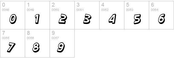 SF Slapstick Comic Shaded Oblique numbers 0-9 preview
