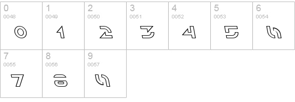 SF Solar Sailer Outline Italic numbers 0-9 preview