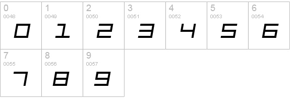 SF Square Head Italic numbers 0-9 preview