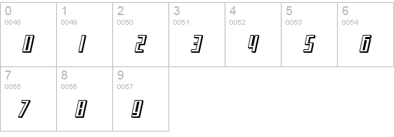 SF Square Root Shaded Oblique numbers 0-9 preview
