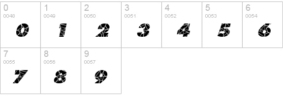 Shatter Italic numbers 0-9 preview