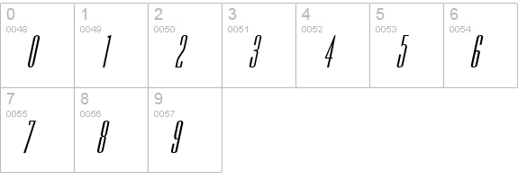 Slim Jim Bold Italic numbers 0-9 preview