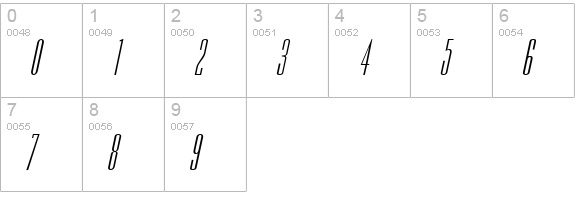 Slim Jim Italic numbers 0-9 preview