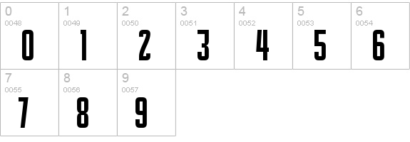 Slimlines numbers 0-9 preview