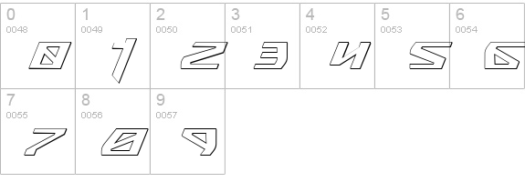 Snubfighter 3D Italic numbers 0-9 preview