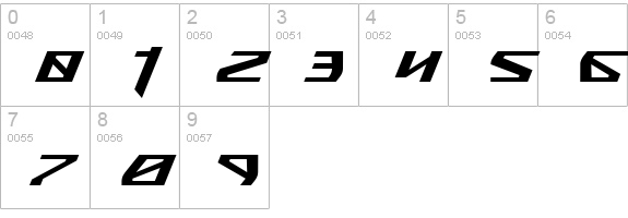Snubfighter Italic numbers 0-9 preview