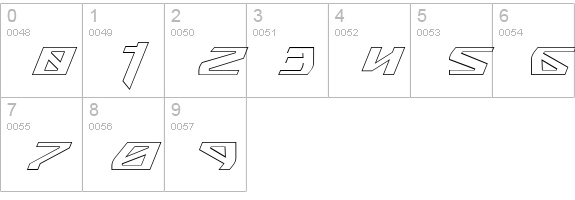 Snubfighter Outline Italic numbers 0-9 preview