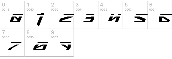 Snubfighter Phaser Italic numbers 0-9 preview