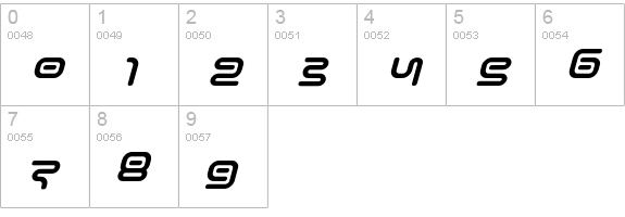 SonicEmpire-Italic numbers 0-9 preview