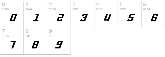 Soviet Expanded Italic numbers 0-9 preview