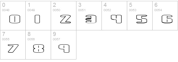Spacious Outline BRK numbers 0-9 preview