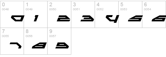 Spylord Bold Expanded Italic numbers 0-9 preview