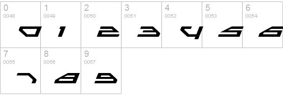 Spylord Expanded Italic numbers 0-9 preview