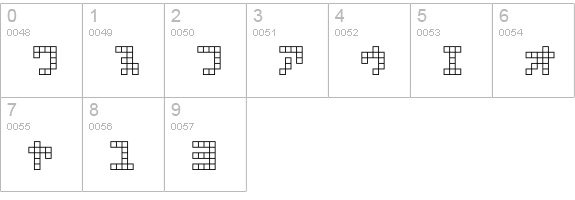 square type kana numbers 0-9 preview