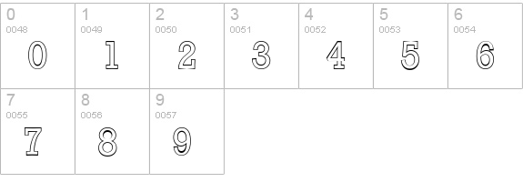 StaffordOutline-Regular numbers 0-9 preview