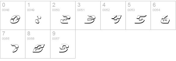 Starfighter Shadow Italic numbers 0-9 preview