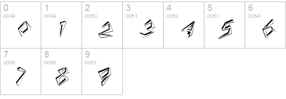 StingerShadowSkewed Regular numbers 0-9 preview