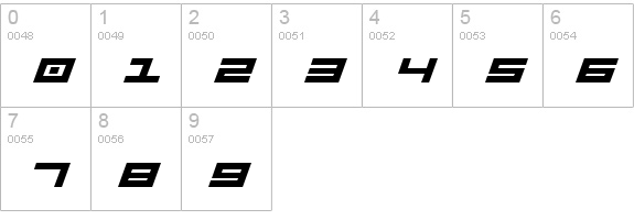 Stuntman Expanded Italic numbers 0-9 preview