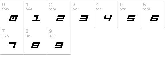Stuntman Italic numbers 0-9 preview