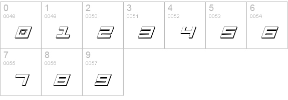 Stuntman Shadow Italic numbers 0-9 preview