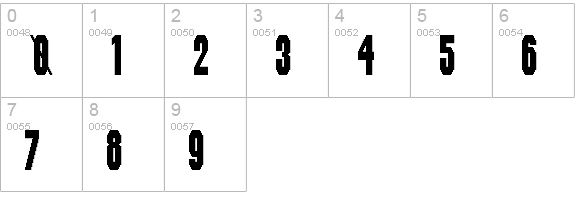 Super Mario Bros NES Font numbers 0-9 preview