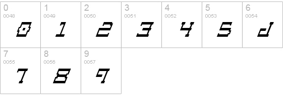 Superago Italic numbers 0-9 preview