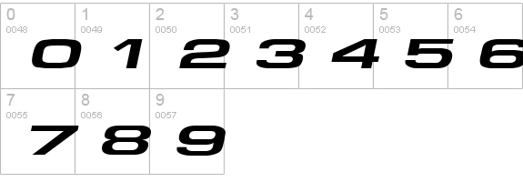 Supertouch Oblique numbers 0-9 preview