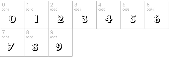 SydneyShadow-Bold numbers 0-9 preview