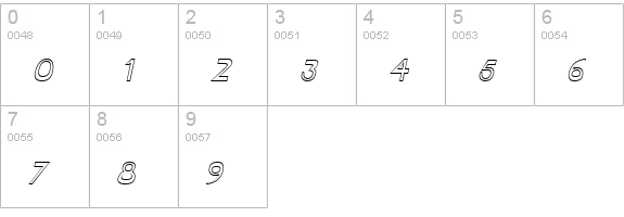 Tablet Hollow Italic numbers 0-9 preview